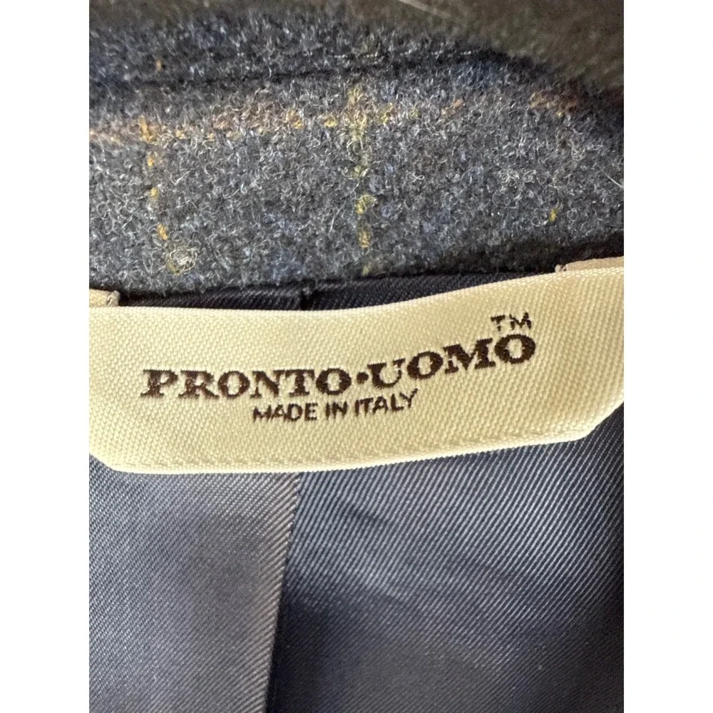 Pronto Uomo Mens 42R Blazer Wool Cashmere Luxury Fabric Made in Italy Plaid Gray